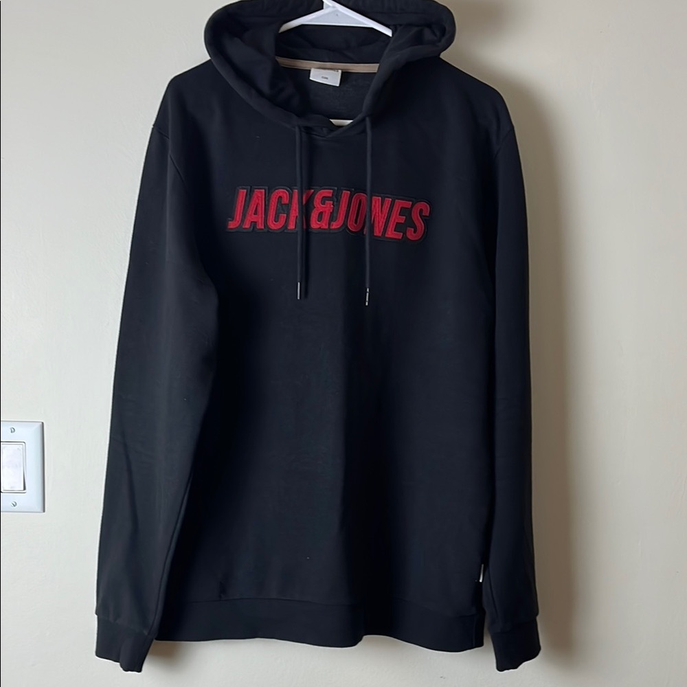 Black Jack & Jones Hoodie with Red Logo - Size XL